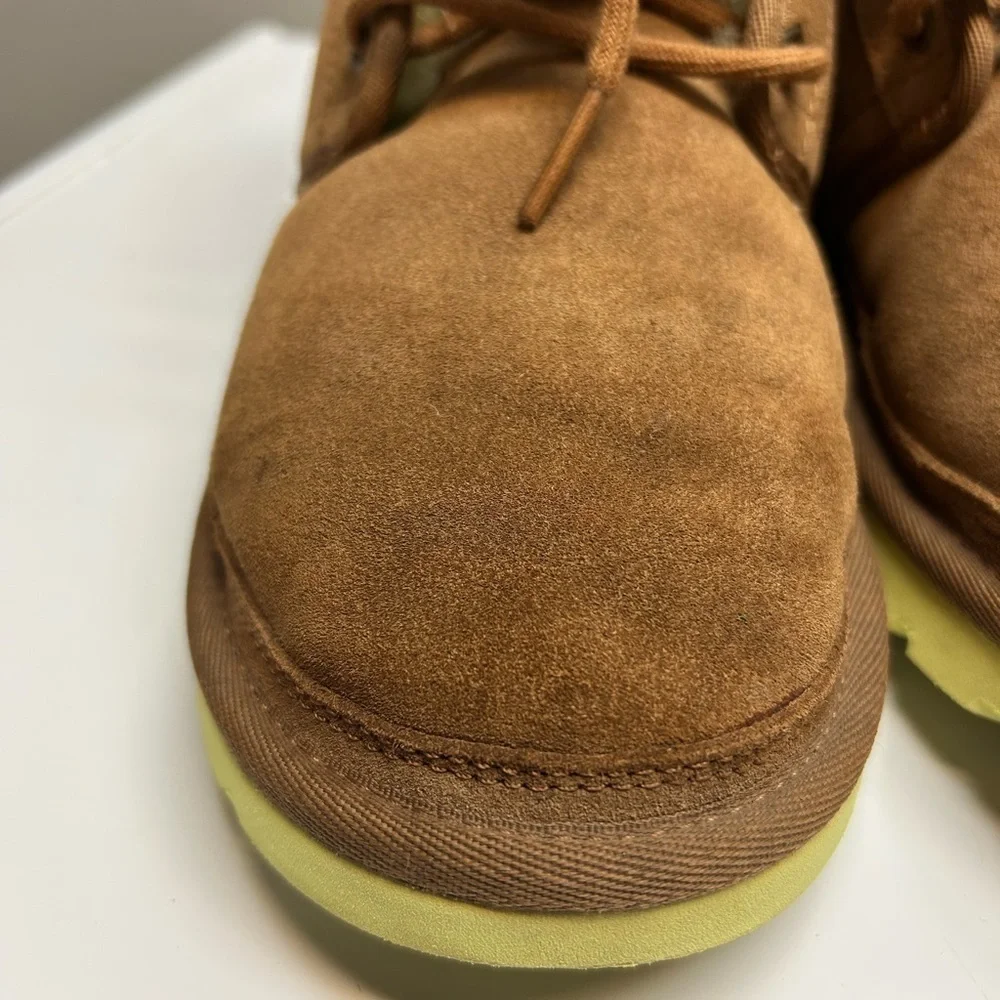 ‼️BF SALE‼️UGG Neumal Chestnut Brown Boots with  Lime Green Bottoms - Picture 9 of 10